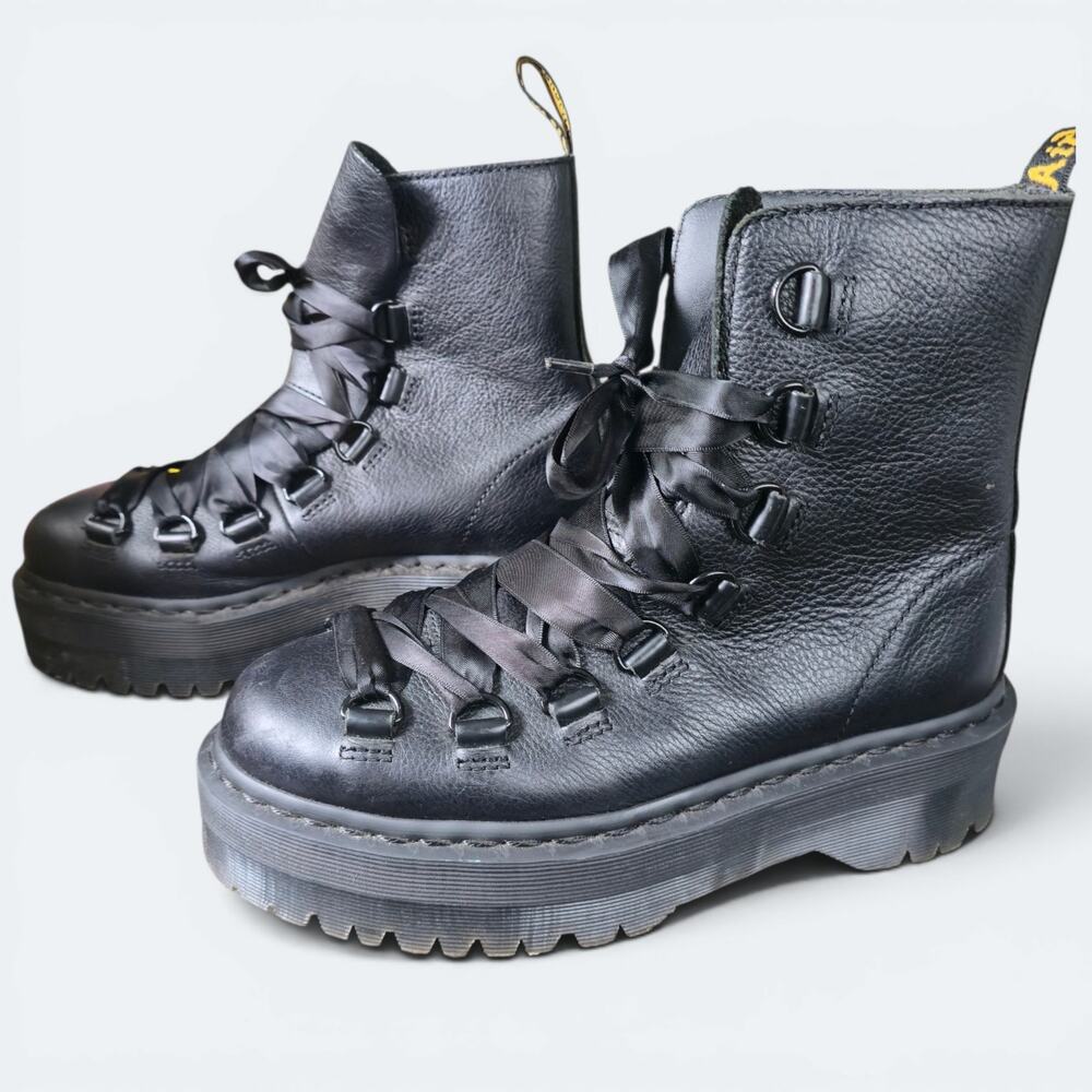 Dr. Martens Trevonna Black Pisa Smooth Platform Boots Womens Size 7